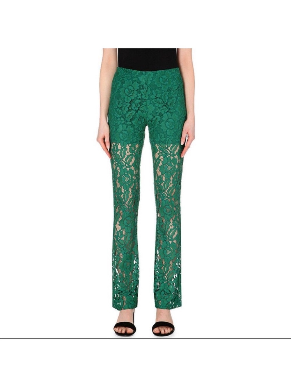 Sandro Paris Green Lace Flare Pants